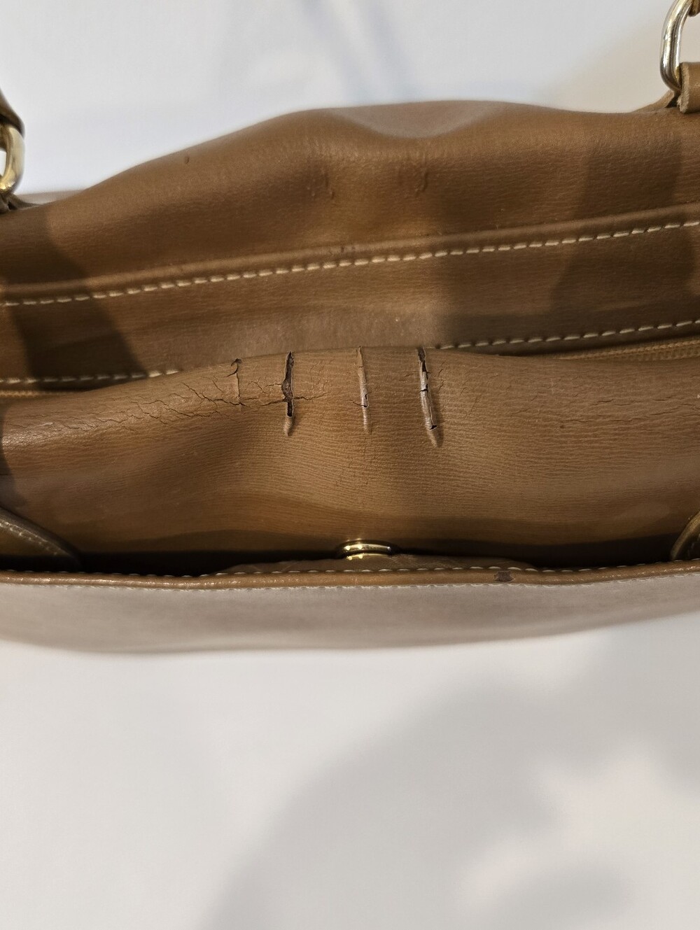 Longchamp Brown Leather Handbag Tote Purse Shoulder Bag Gold hardware - Picture 6 of 9